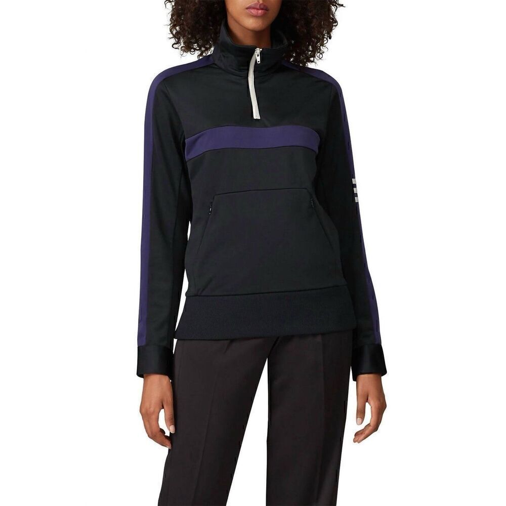 Women's Black and Purple Quarter-Zip Pullover Top